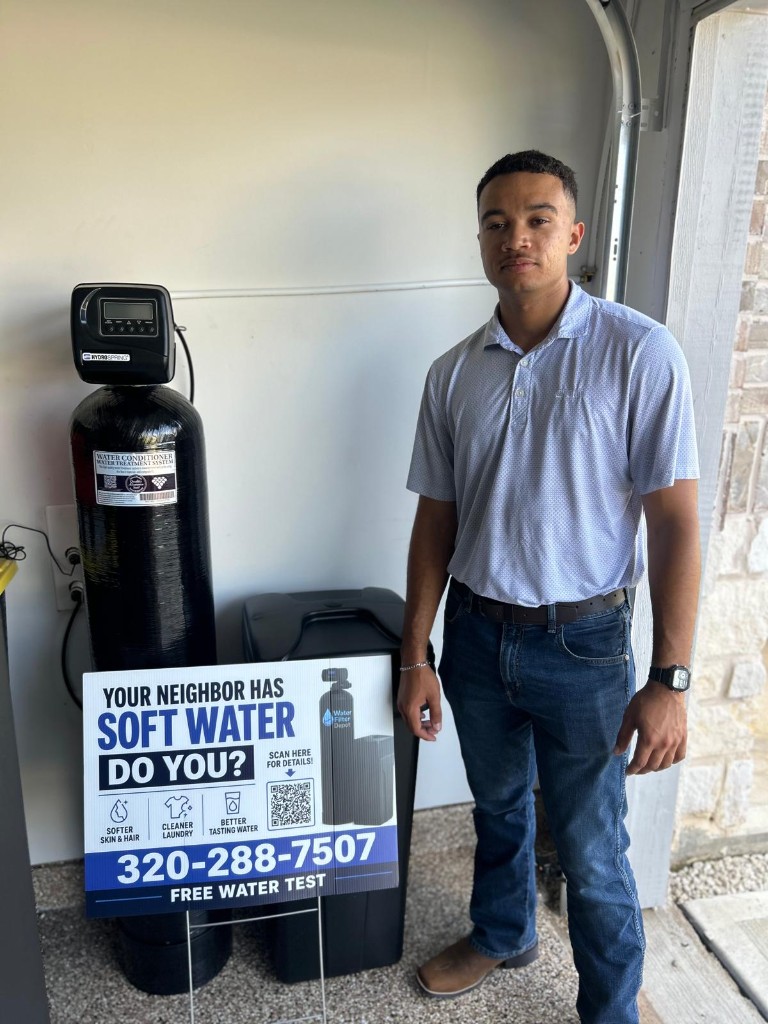 Water Filter Depot softener installation in a Houston-area garage